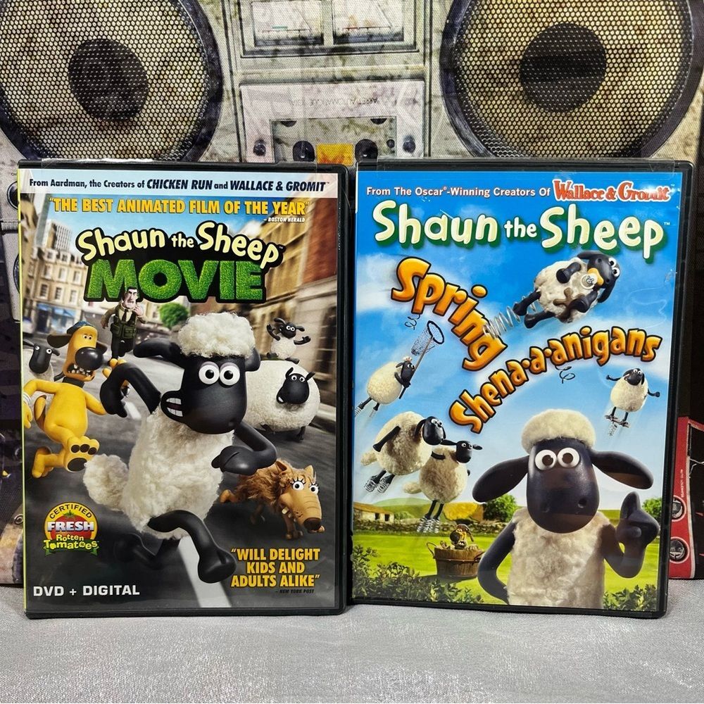 Shaun the Sheep Stop Motion Animated Movies DVDs LOT of 2